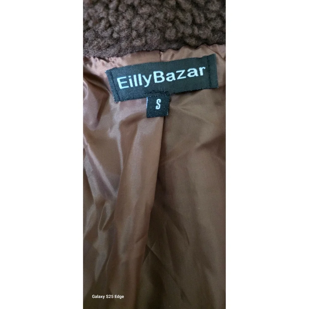 EillyBazar Womens Brown Teddy Coat Faux Shearling Longline Maxi Jacket Small